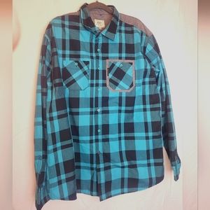 Ecko Unltd Blue Black Plaid Button Down Longsleeve Shirt Size XXL